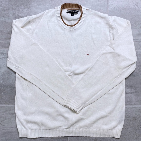 TOMMY HILFIGER Beige /Off White Crew Neck Sweater - Picture 1 of 3
